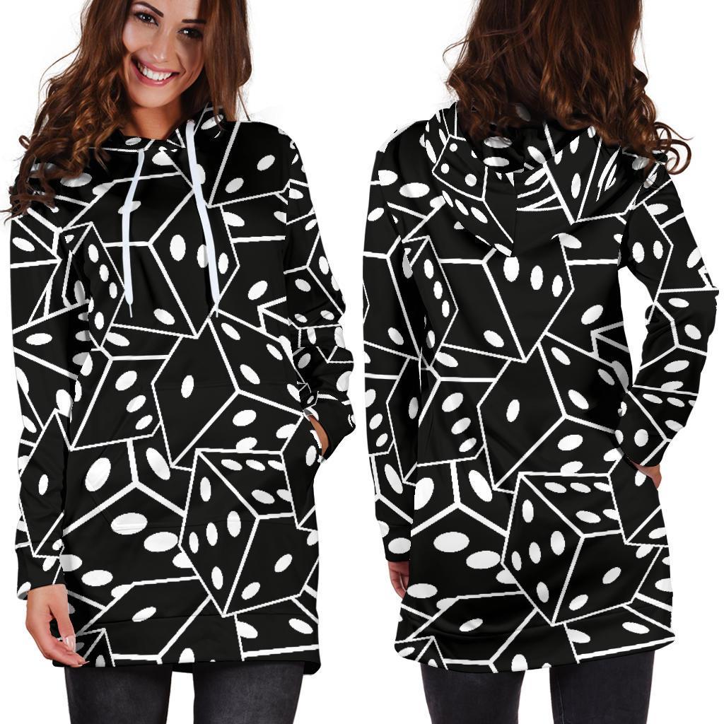 Casino Dice Print Pattern Women Hoodie Dress-grizzshop