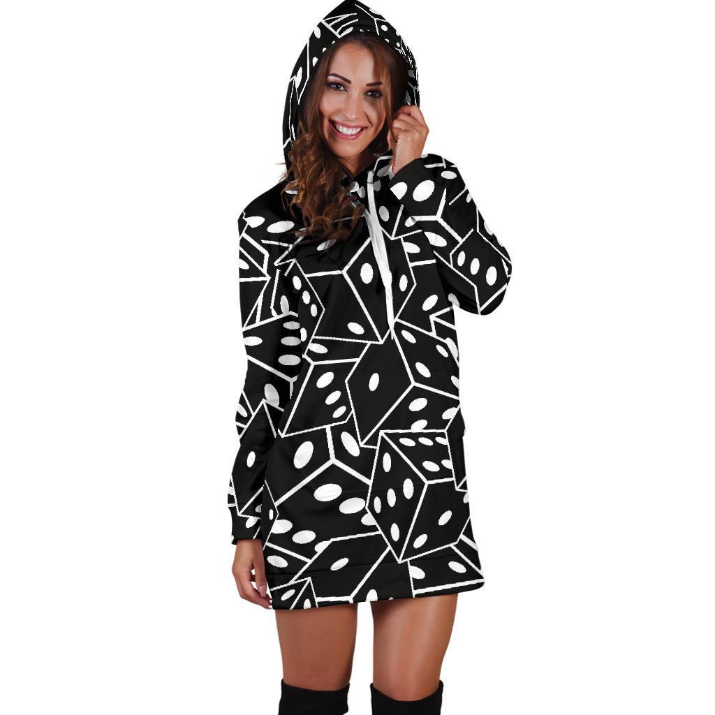 Casino Dice Print Pattern Women Hoodie Dress-grizzshop