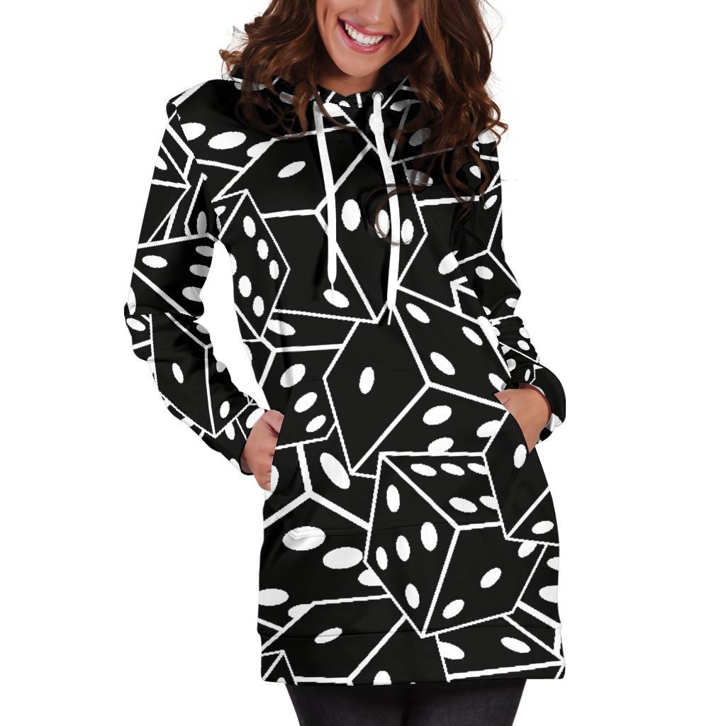 Casino Dice Print Pattern Women Hoodie Dress-grizzshop