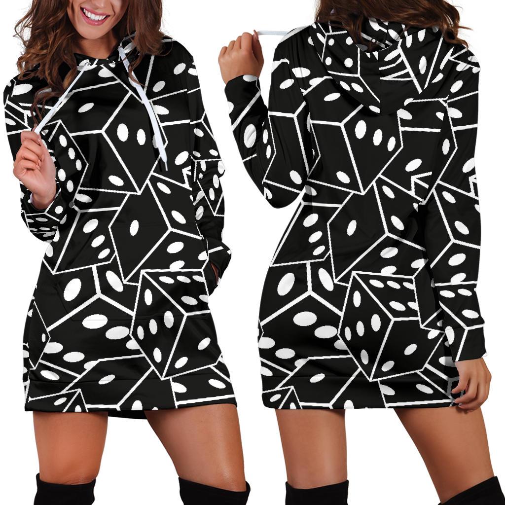 Casino Dice Print Pattern Women Hoodie Dress-grizzshop