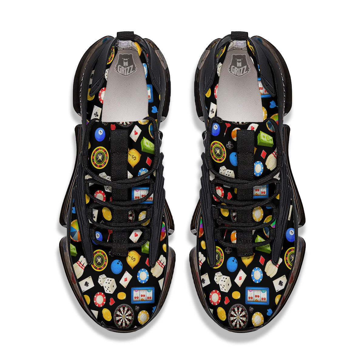 Casino Entertainments Print Pattern Black Gym Shoes-grizzshop