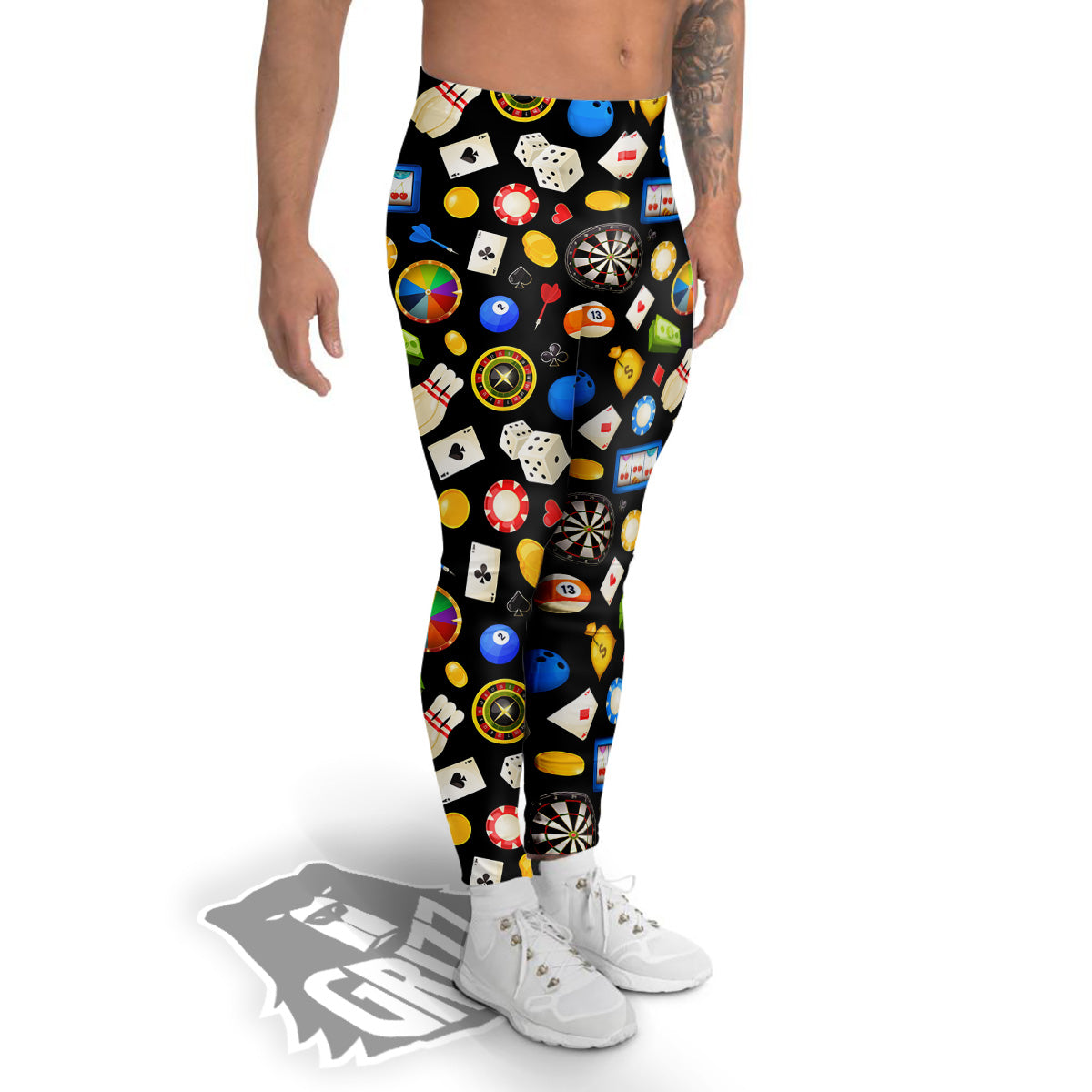 Casino Entertainments Print Pattern Men's Leggings-grizzshop