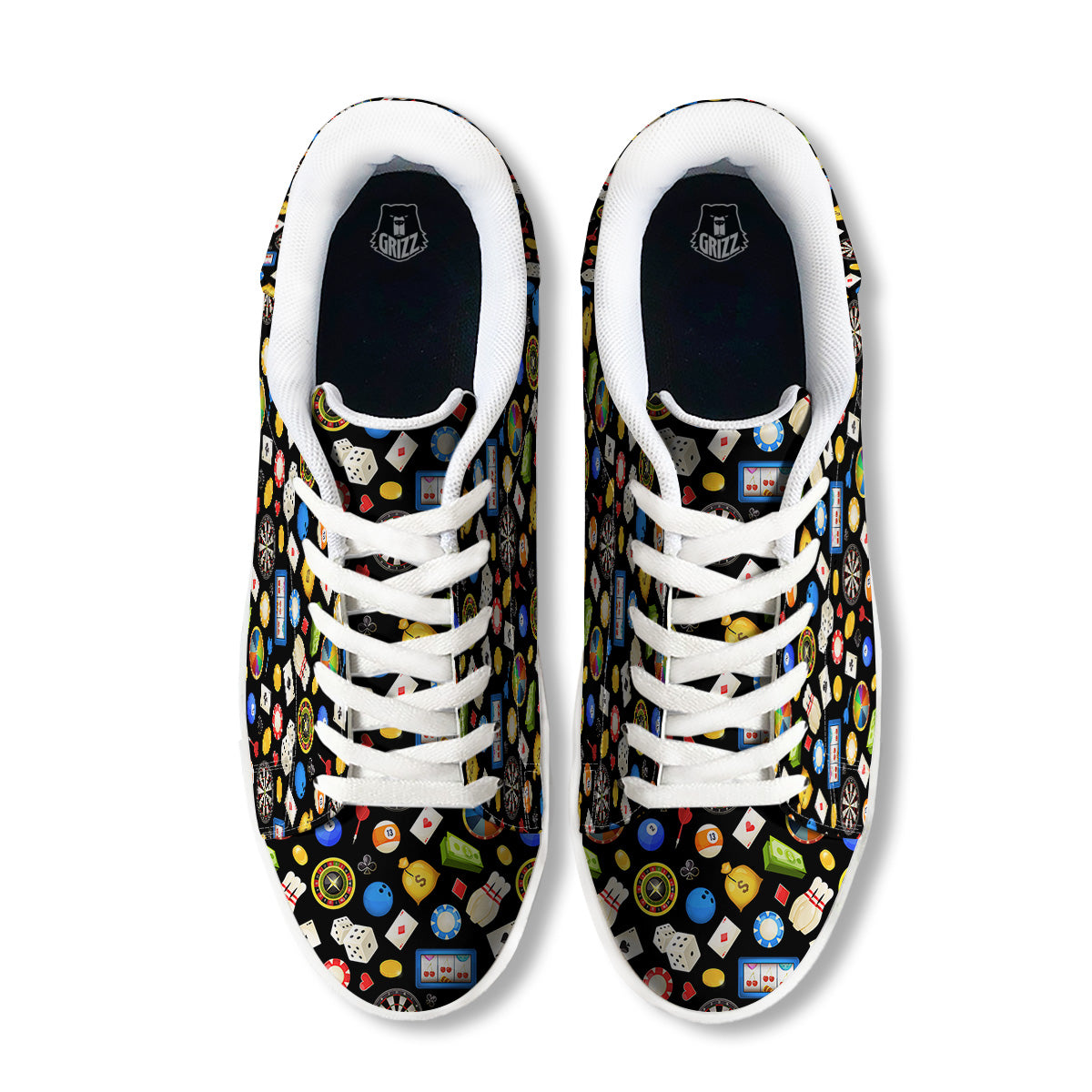 Casino Entertainments Print Pattern White Low Top Sneakers-grizzshop