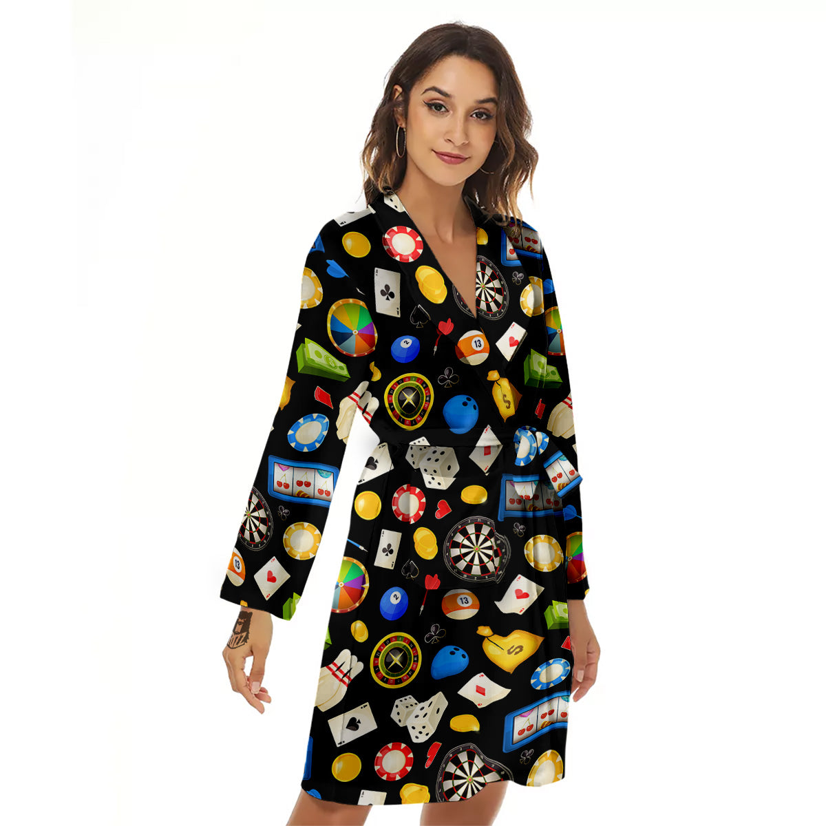 Casino Entertainments Print Pattern Women's Robe-grizzshop