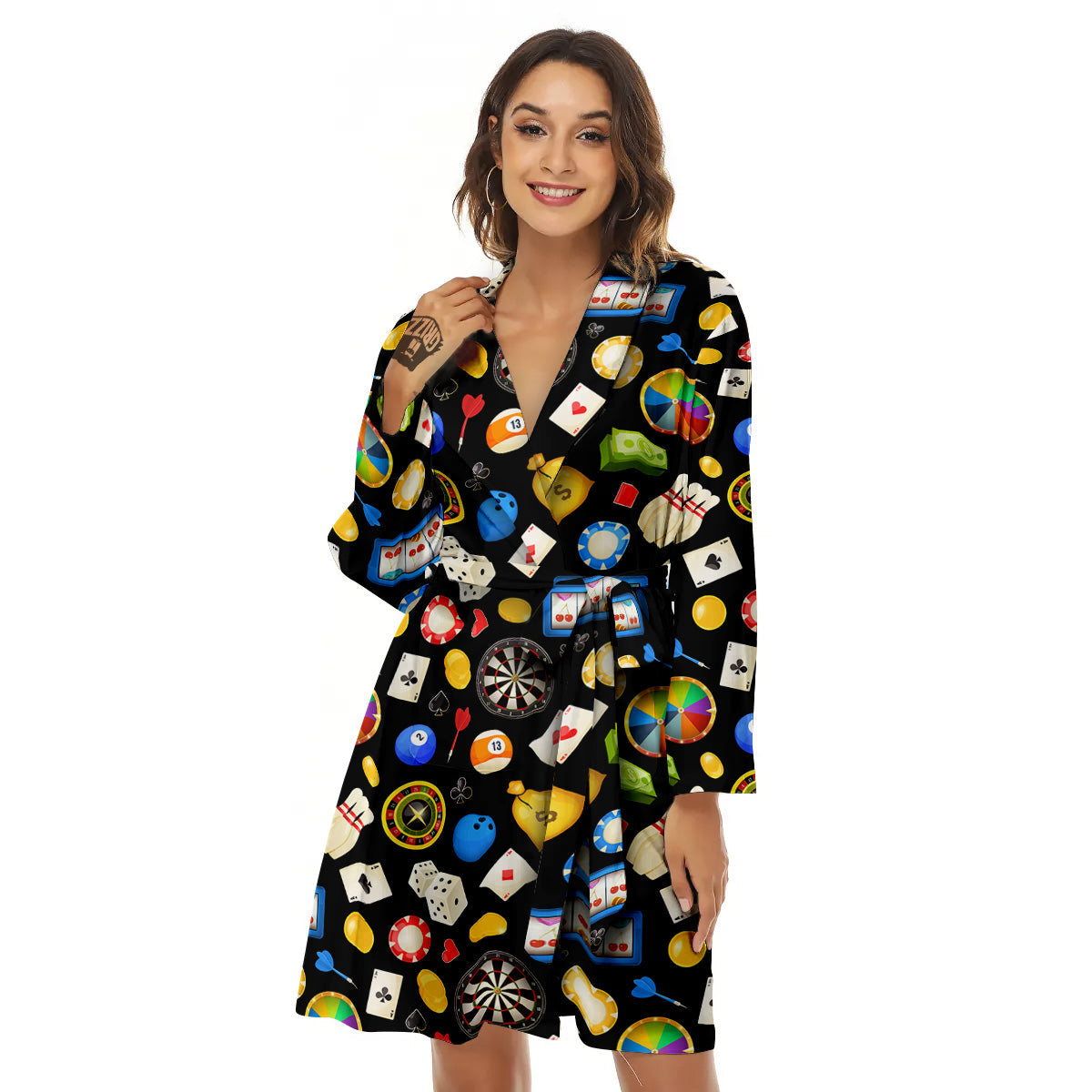 Casino Entertainments Print Pattern Women's Robe-grizzshop