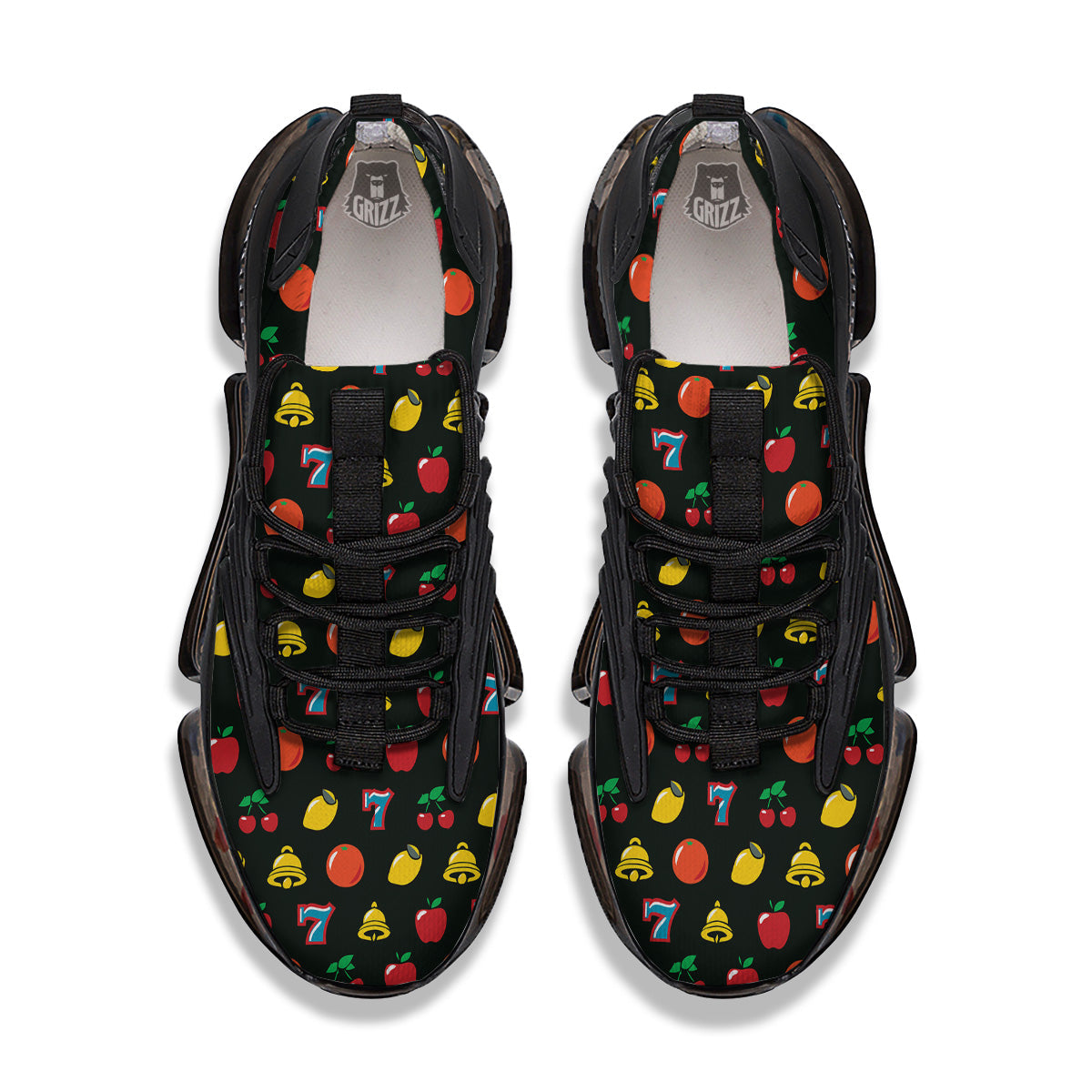 Casino Lucky Sevens Print Pattern Black Gym Shoes-grizzshop