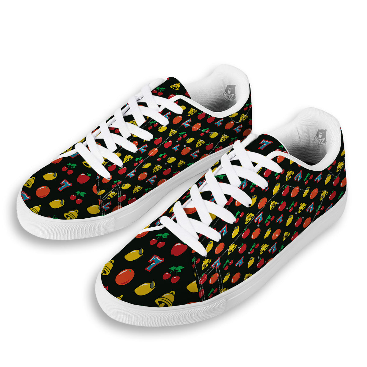 Casino Lucky Sevens Print Pattern White Low Top Sneakers-grizzshop