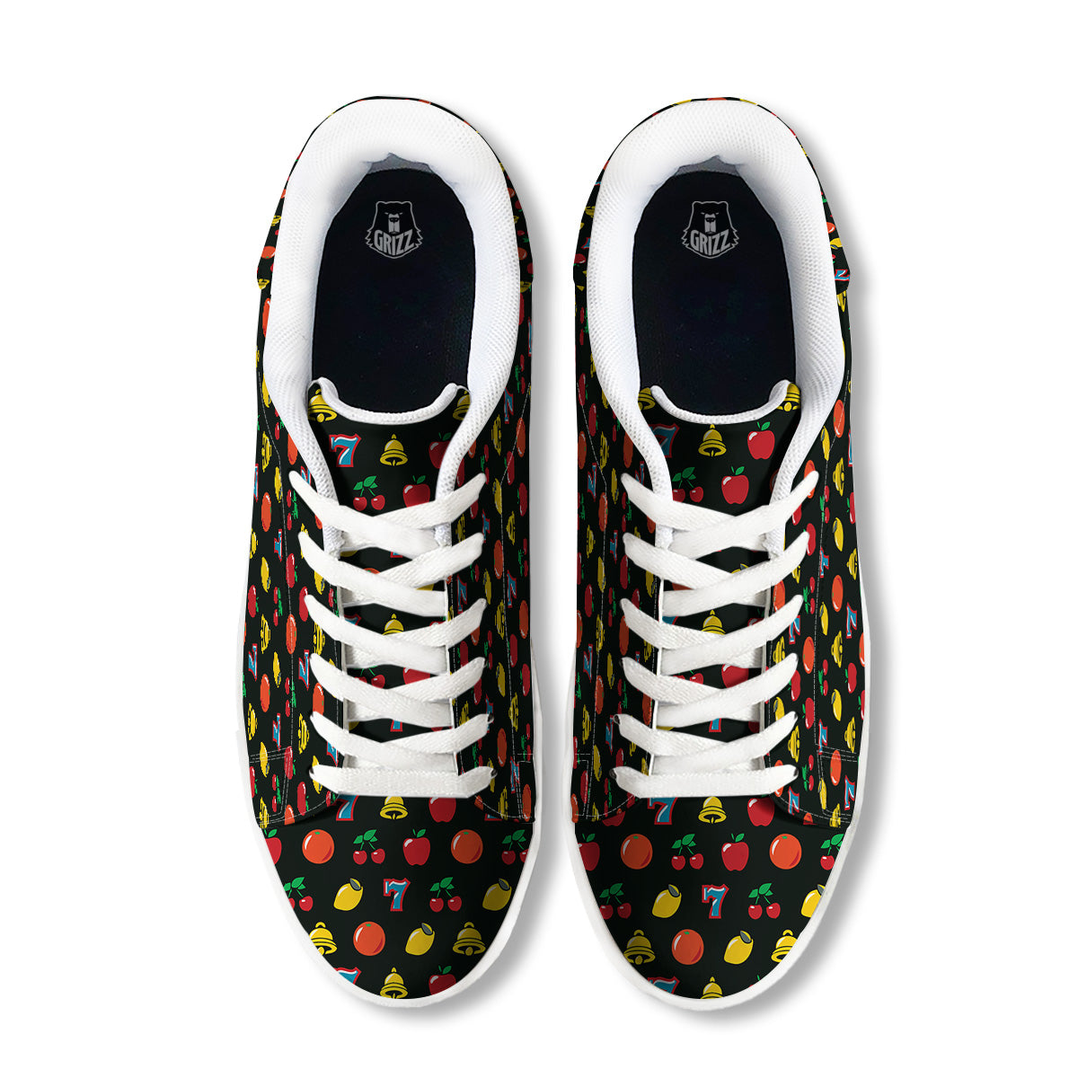Casino Lucky Sevens Print Pattern White Low Top Sneakers-grizzshop