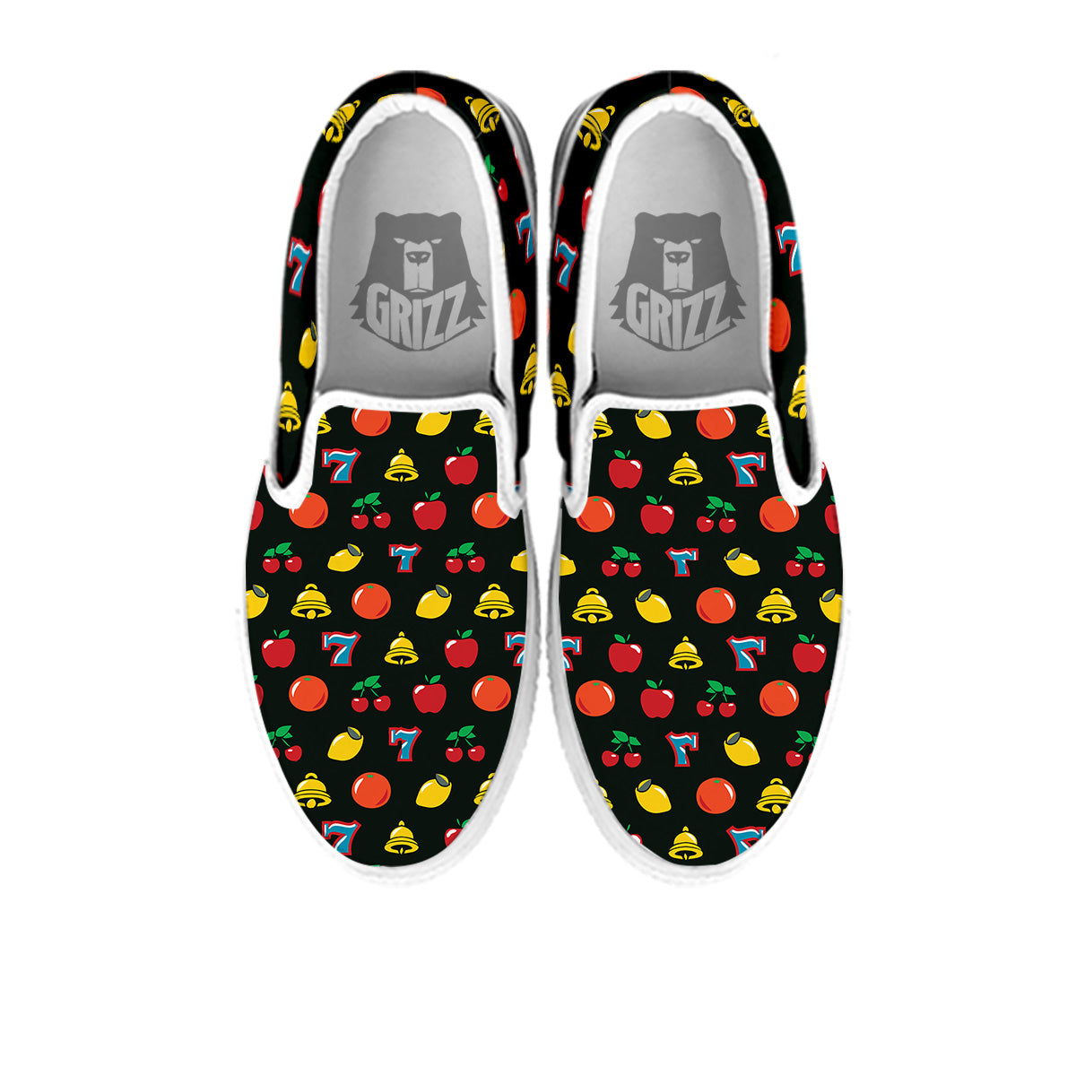 Casino Lucky Sevens Print Pattern White Slip On Shoes-grizzshop