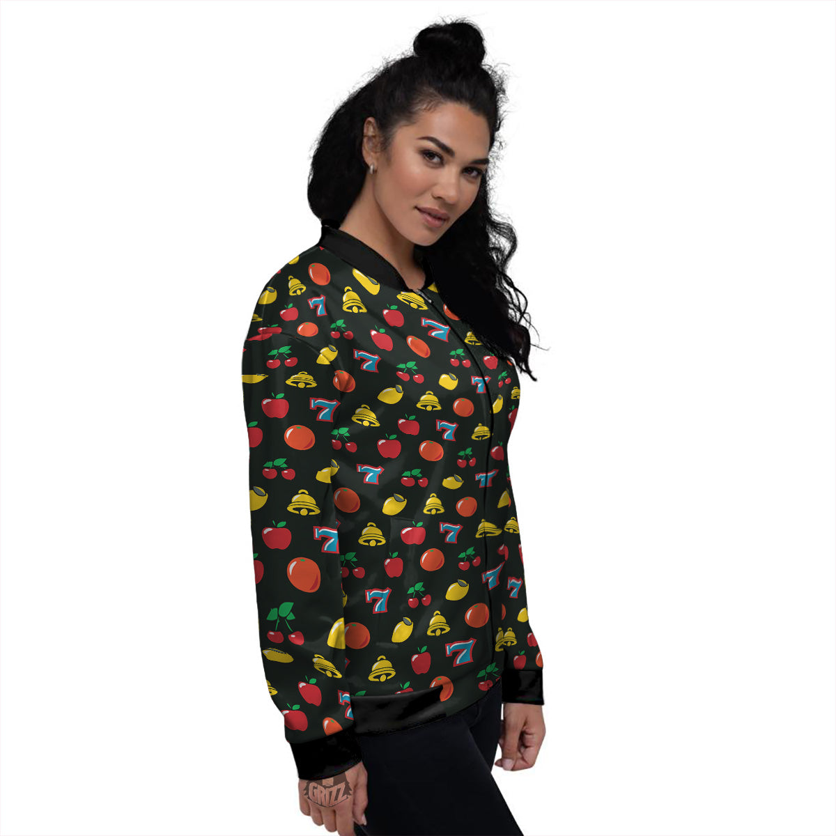 Casino Lucky Sevens Print Pattern Women's Bomber Jacket-grizzshop