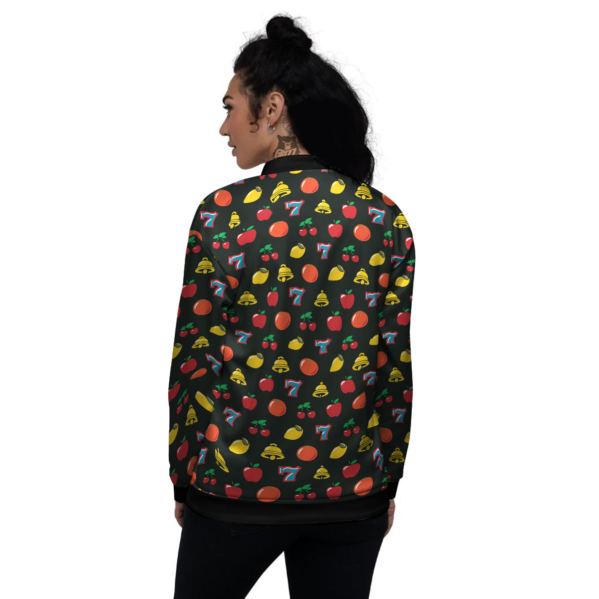 Casino Lucky Sevens Print Pattern Women's Bomber Jacket-grizzshop