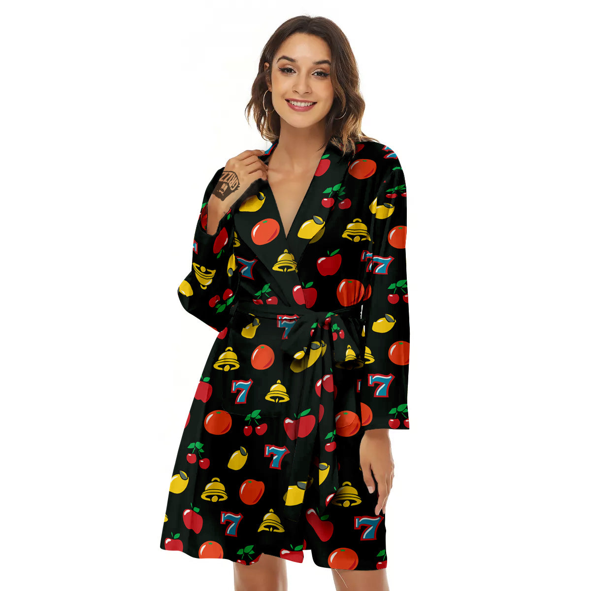 Casino Lucky Sevens Print Pattern Women's Robe-grizzshop