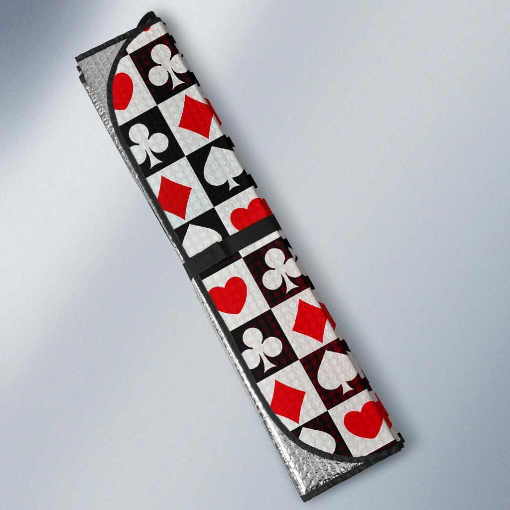 Casino Playing Card Poker Pattern Print Car Sun Shade-grizzshop