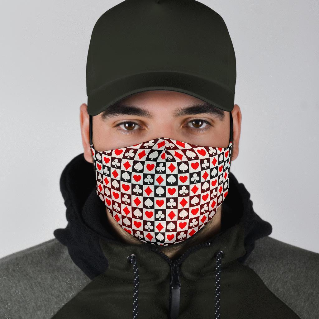 Casino Playing Card Poker Pattern Print Face Mask-grizzshop