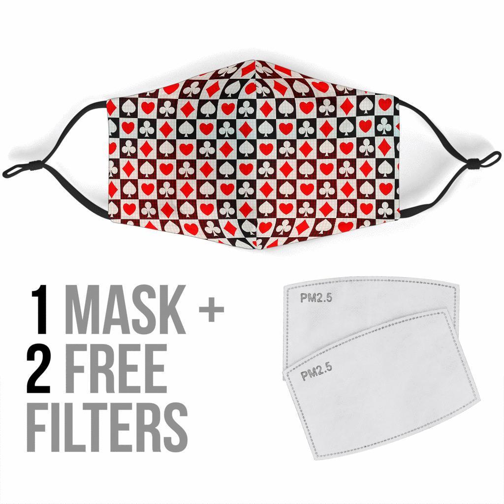 Casino Playing Card Poker Pattern Print Face Mask-grizzshop