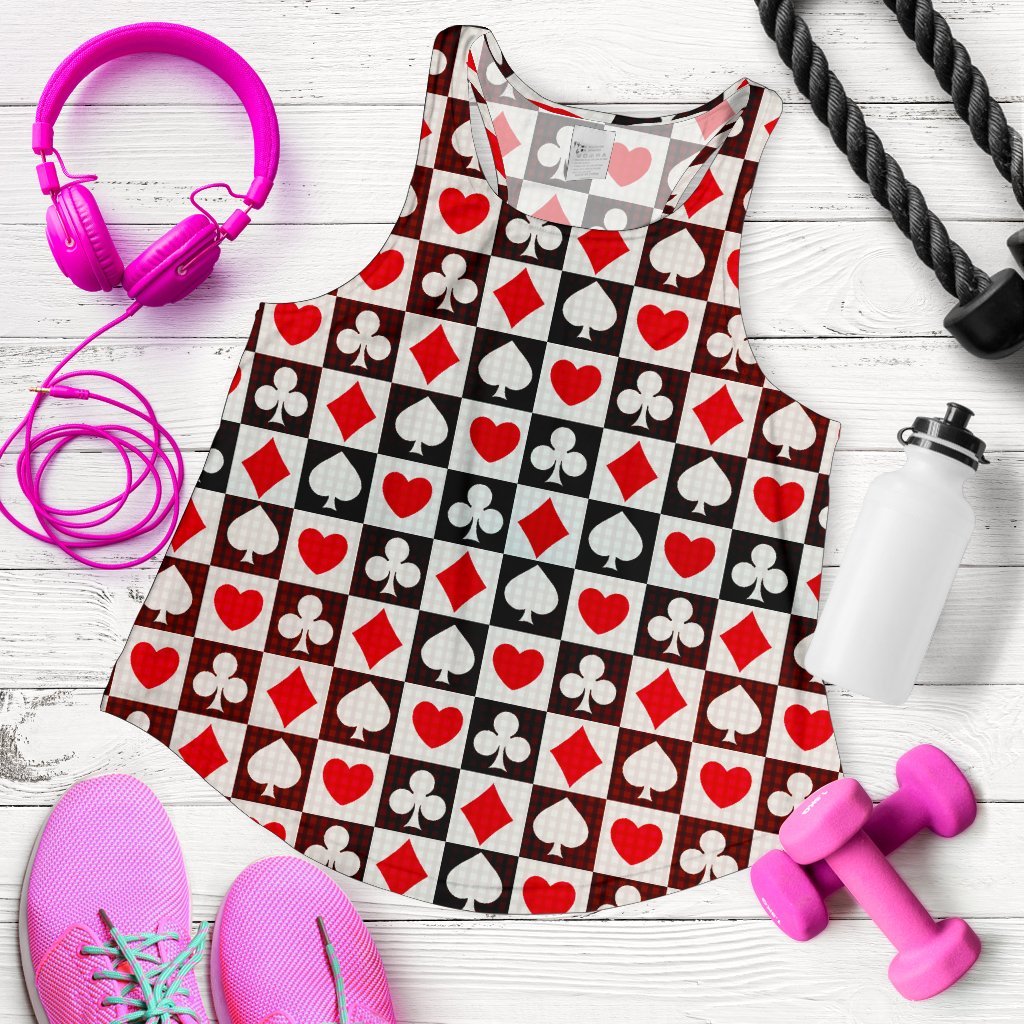 Casino Playing Card Poker Pattern Print Women's Racerback Tank Tops-grizzshop