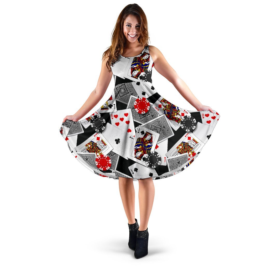 black lace halter neck dress Casino Poker Print Pattern Dress