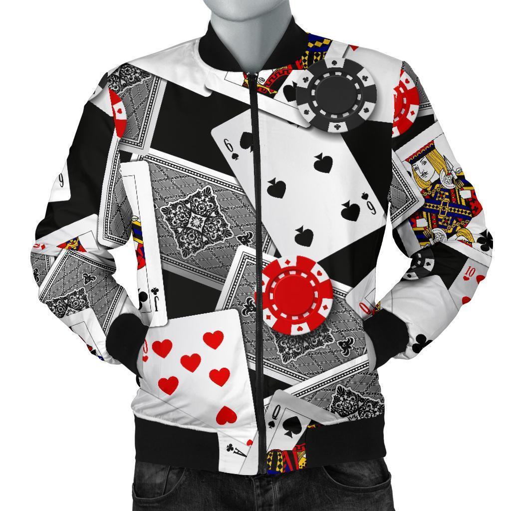 Casino Poker Print Pattern Men's Bomber Jacket-grizzshop