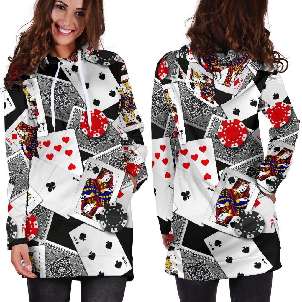 Casino Poker Print Pattern Women Hoodie Dress-grizzshop