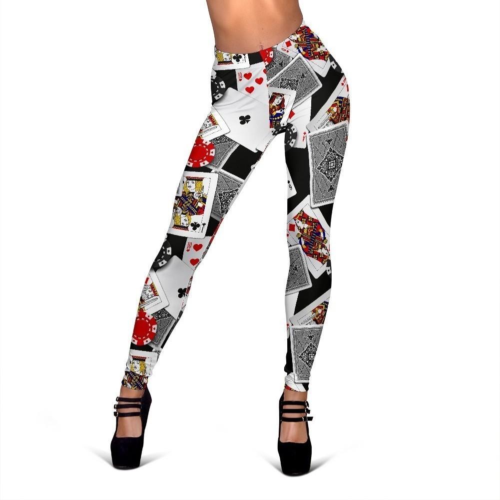 Casino Poker Print Pattern Women Leggings-grizzshop