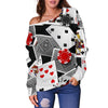 Casino Poker Print Pattern Women Off Shoulder Sweatshirt-grizzshop