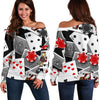 Casino Poker Print Pattern Women Off Shoulder Sweatshirt-grizzshop