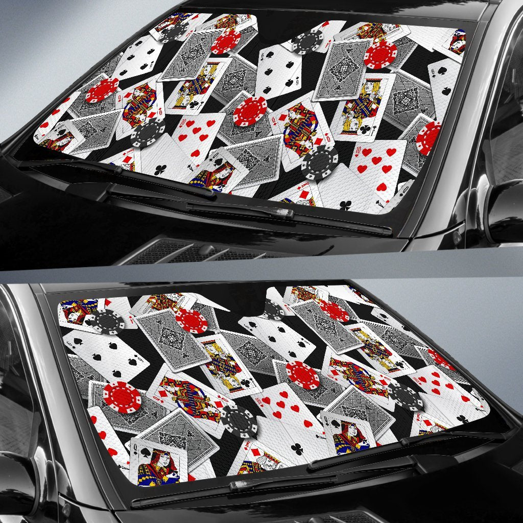 Casino Poker Print Pattern Car Sun Shade-grizzshop