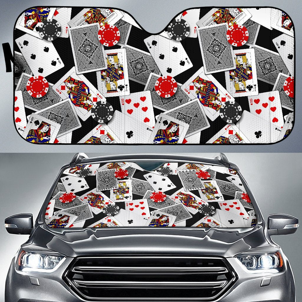 Casino Poker Print Pattern Car Sun Shade-grizzshop