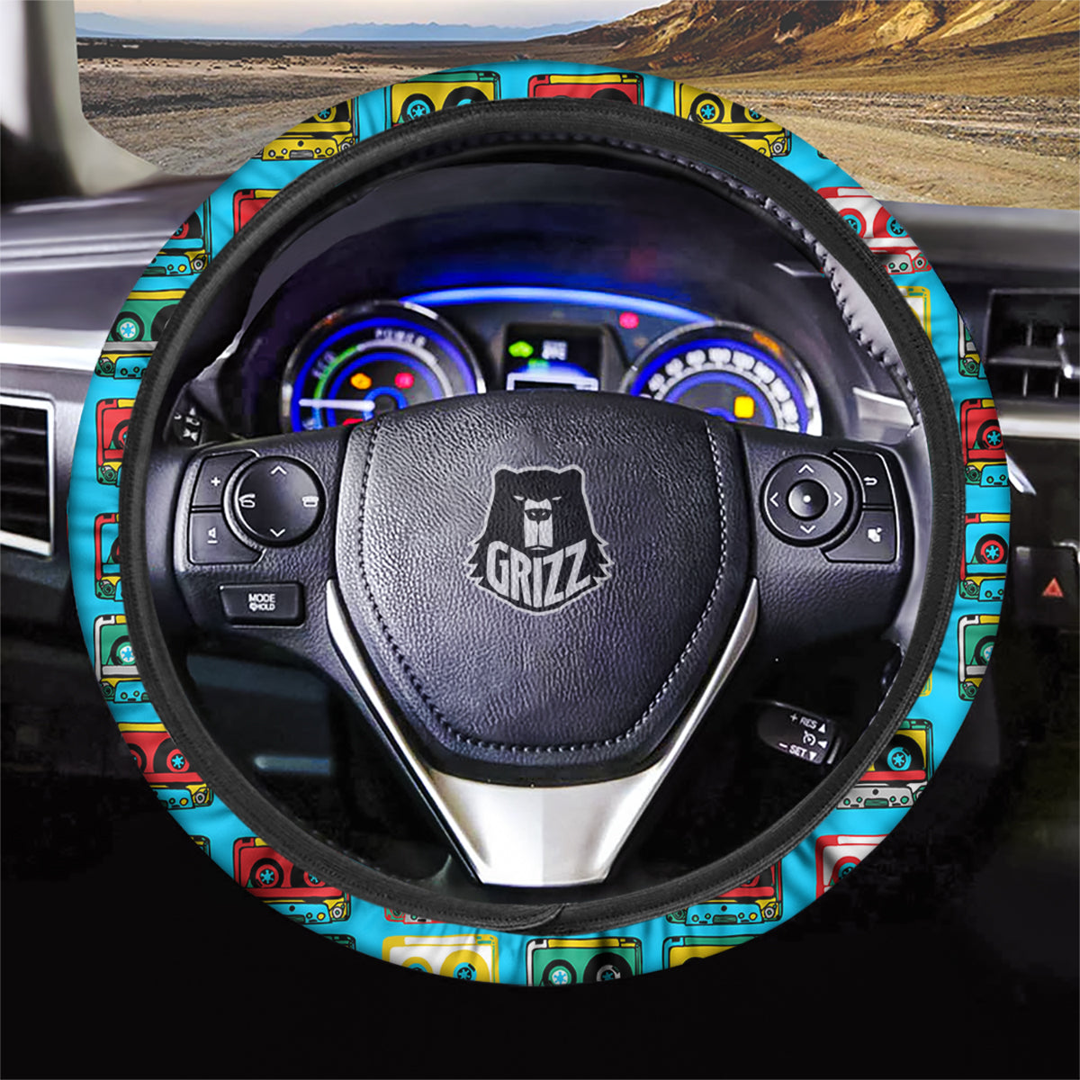 Cassette Colorful Print Pattern Car Steering Wheel Cover-grizzshop