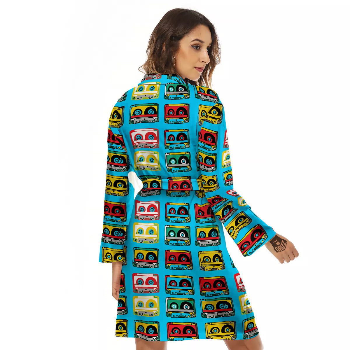 Cassette Colorful Print Pattern Women's Robe-grizzshop