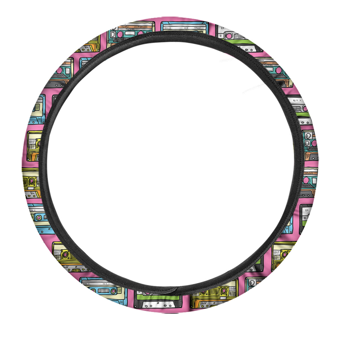 Cassette Drawing Print Pattern Car Steering Wheel Cover-grizzshop