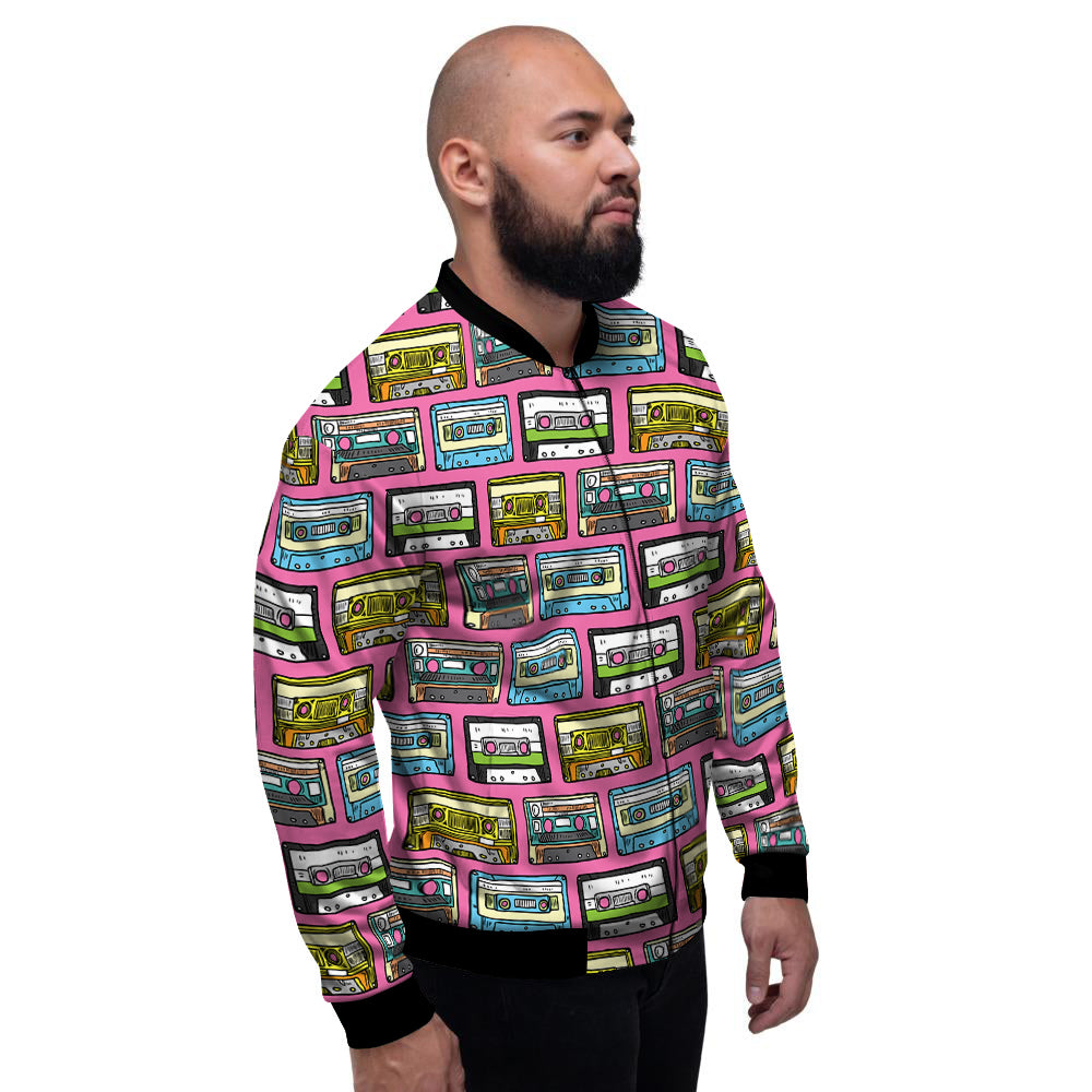 Cassette Drawing Print Pattern Men's Bomber Jacket-grizzshop