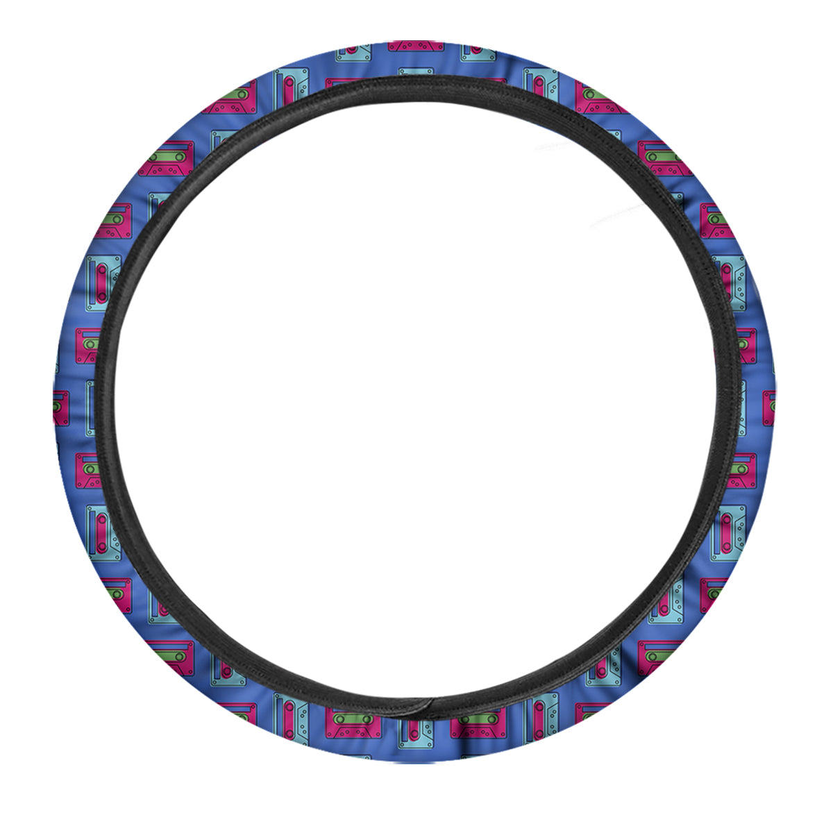 Cassette Pink And Blue Print Pattern Car Steering Wheel Cover-grizzshop