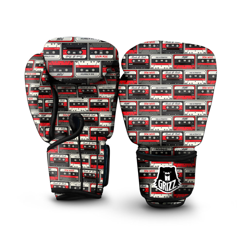 Cassette Red Punk Print Pattern Boxing Gloves-grizzshop