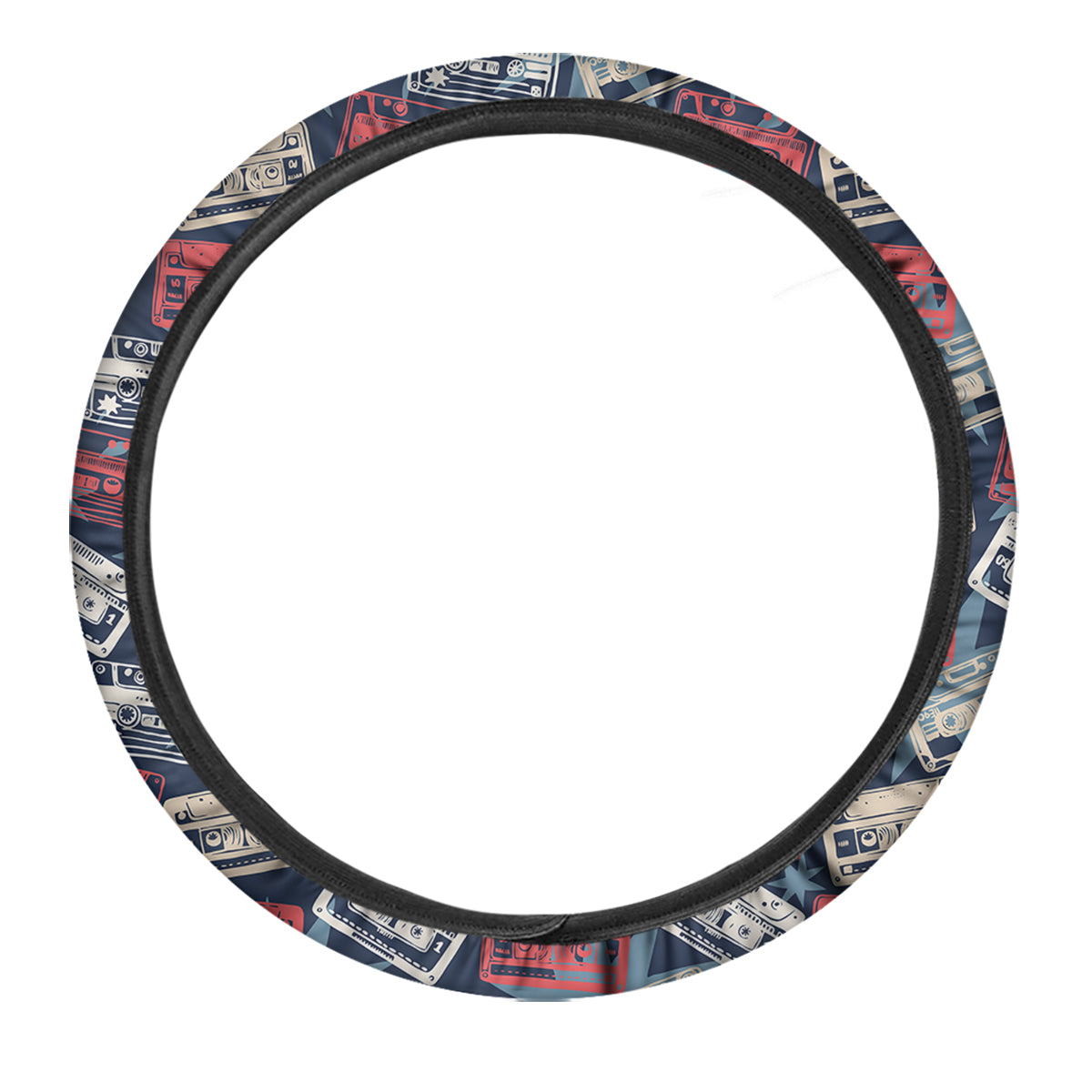 Cassette Vintage Print Pattern Car Steering Wheel Cover-grizzshop