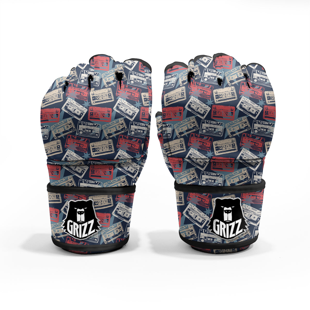 Cassette Vintage Print Pattern MMA Gloves-grizzshop