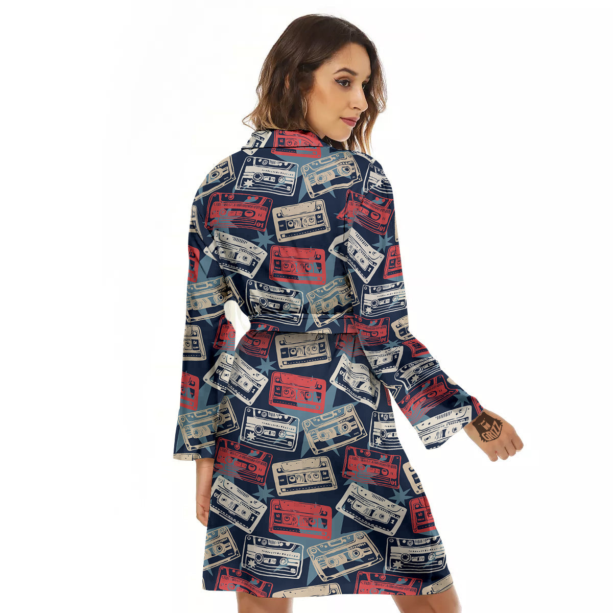 Cassette Vintage Print Pattern Women's Robe-grizzshop