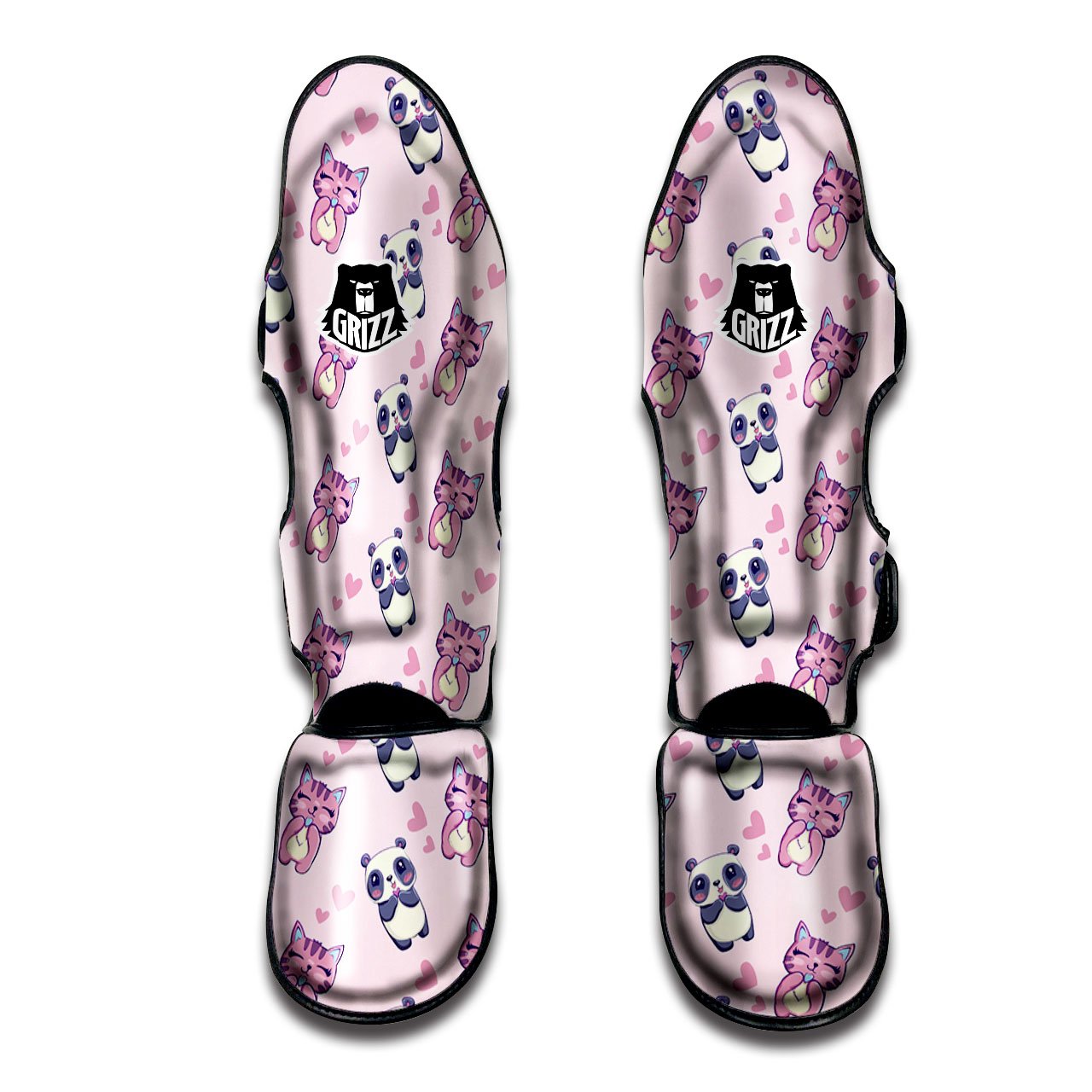Cat And Panda Lover Print Pattern Muay Thai Shin Guards-grizzshop