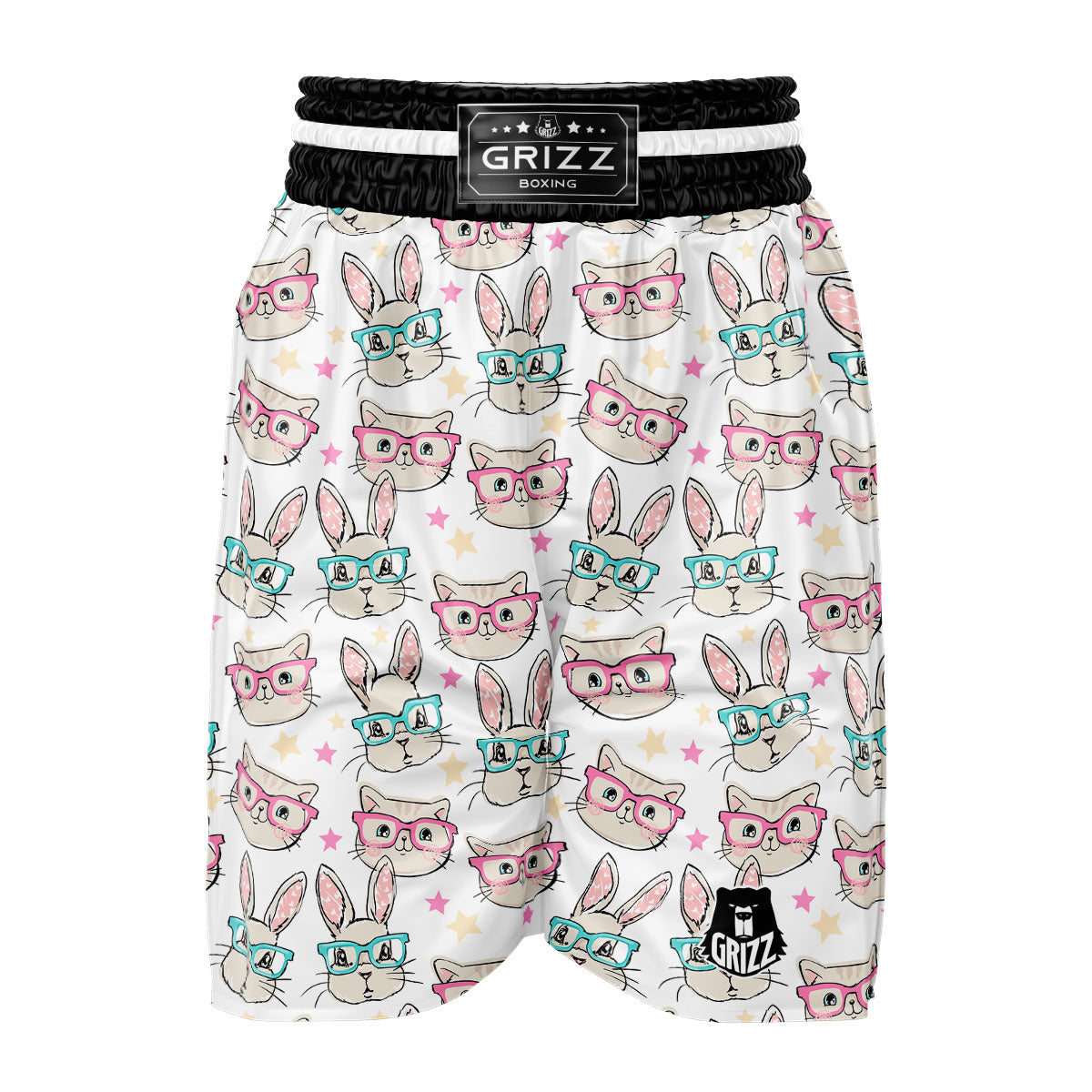Cat And Rabbit Print Pattern Boxing Shorts-grizzshop