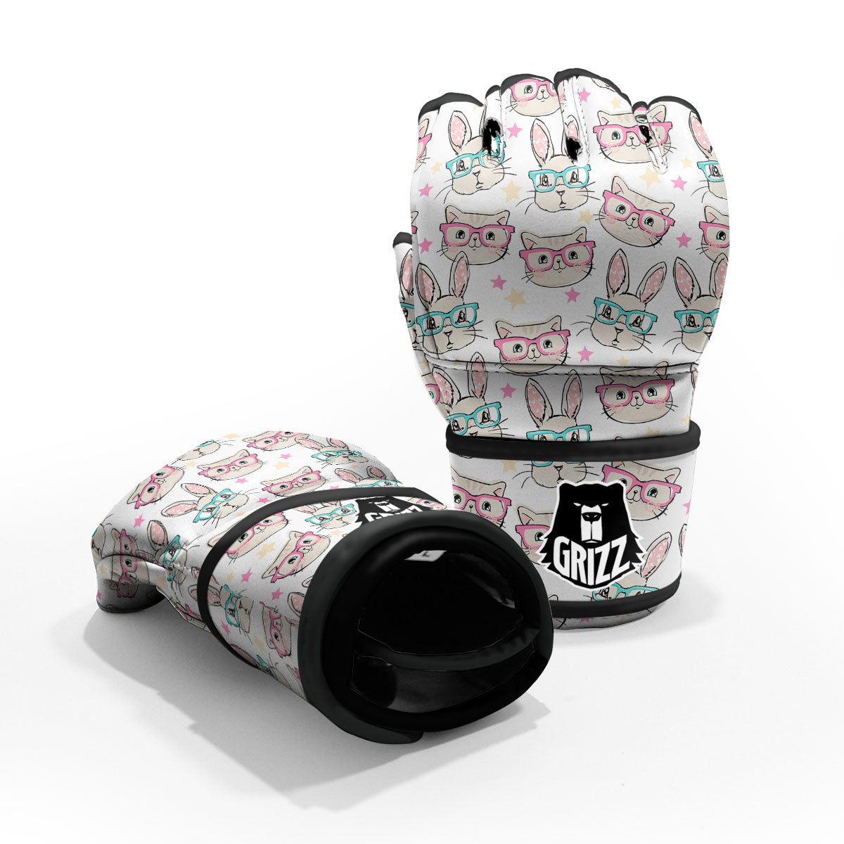 Cat And Rabbit Print Pattern MMA Gloves-grizzshop