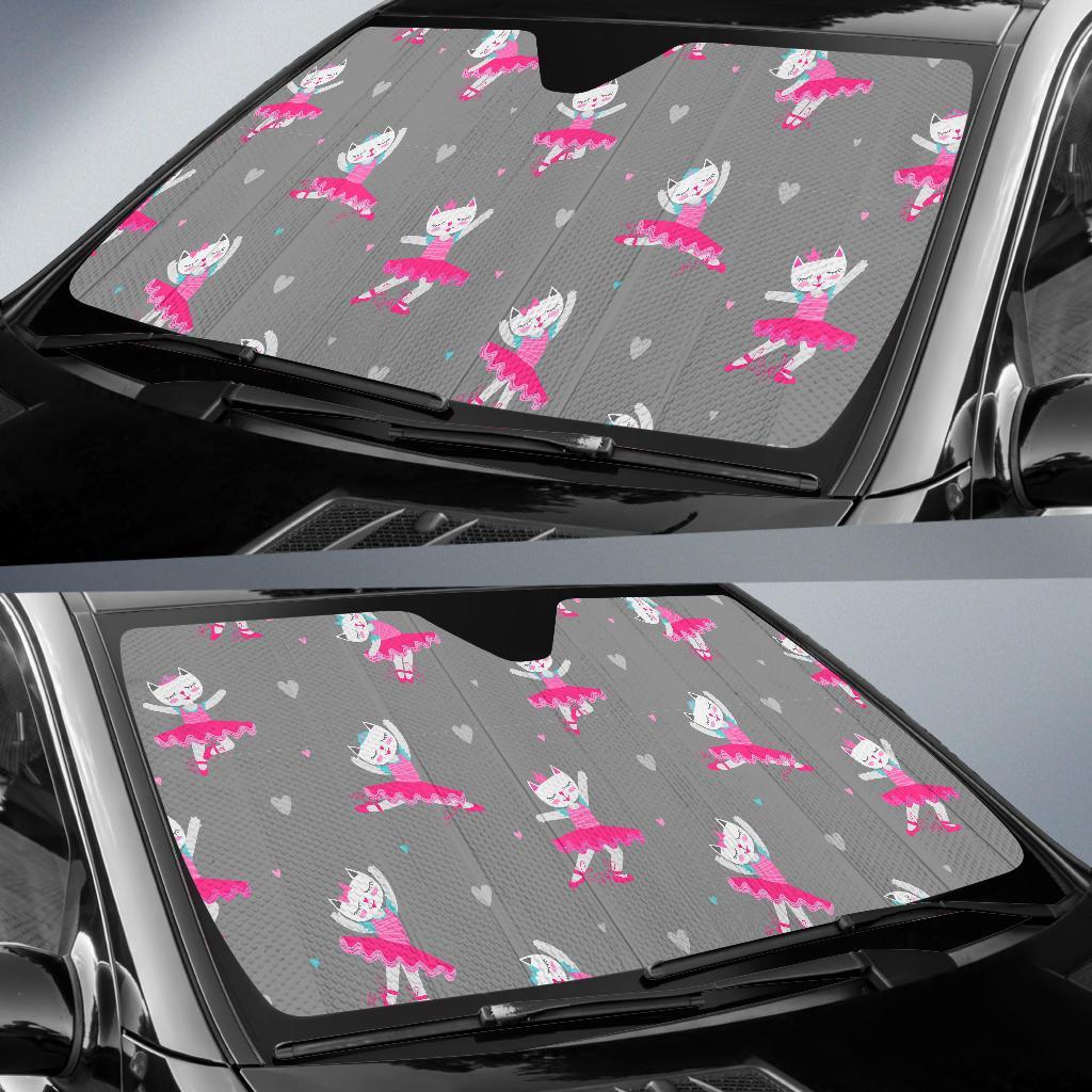 Cat Ballet Pattern Print Car Sun Shade-grizzshop