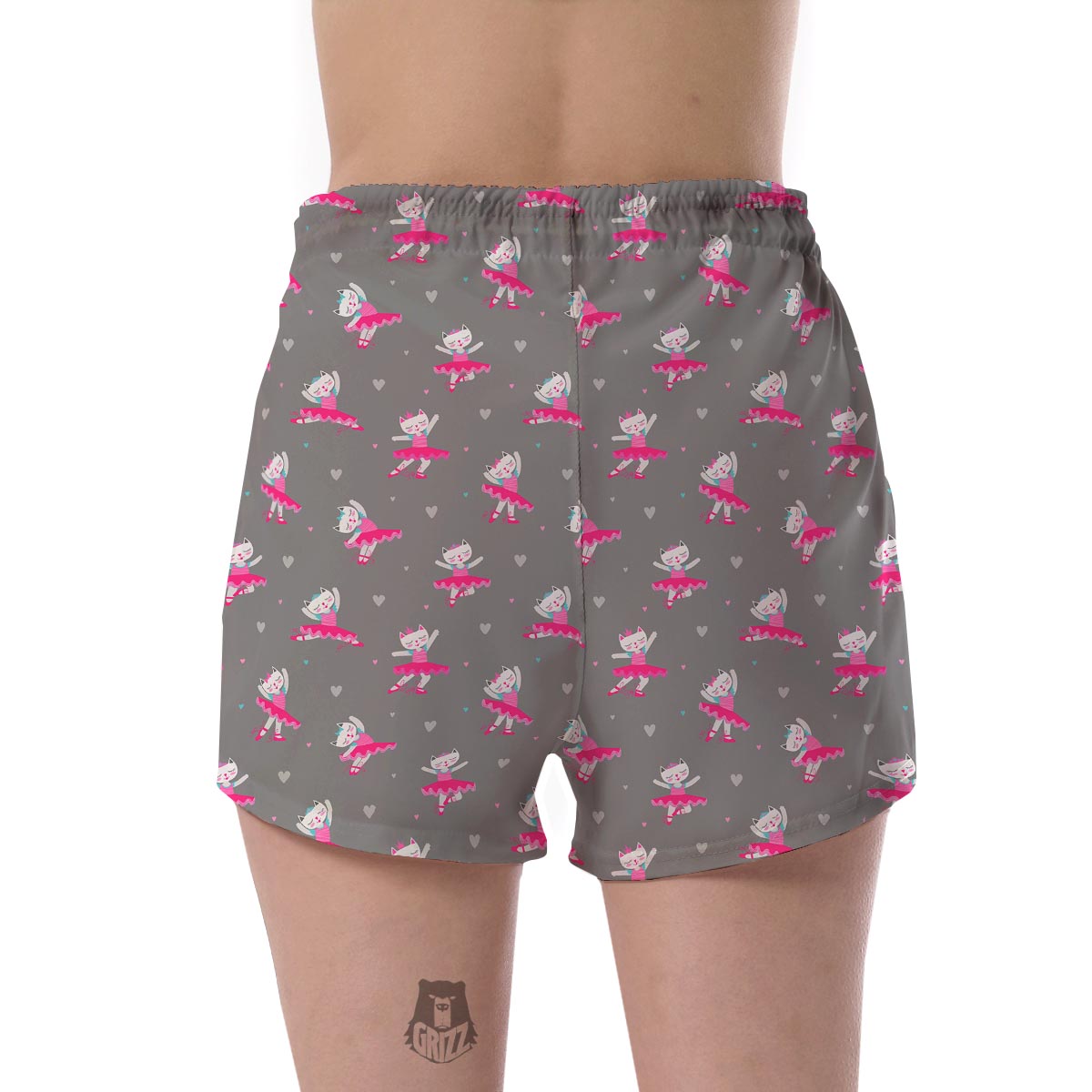 Cat Ballet Pattern Print Women's Shorts-grizzshop