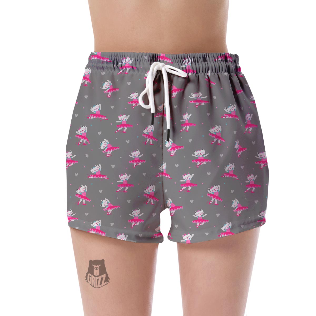 Cat Ballet Pattern Print Women's Shorts-grizzshop