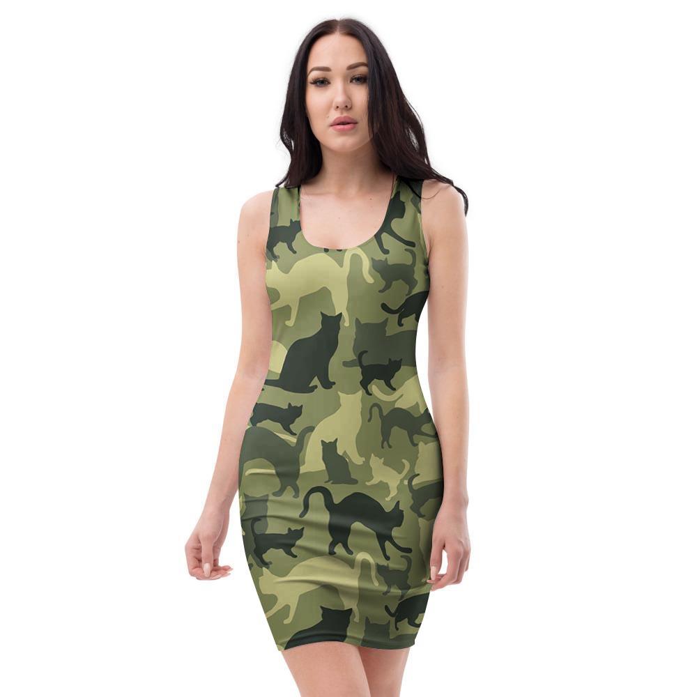 Cat Camouflage Print Bodycon Dress-grizzshop