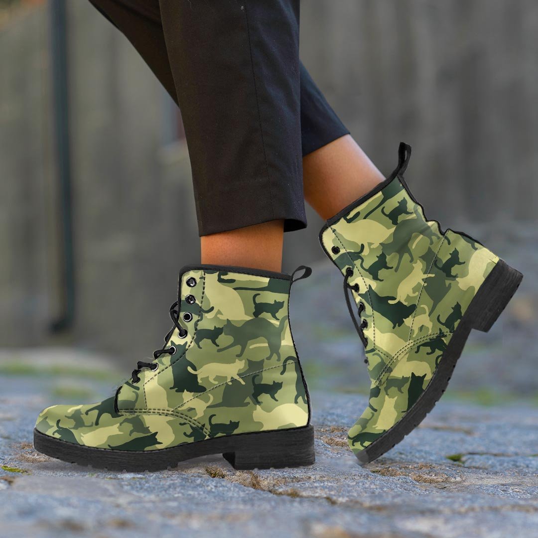 Cat Camouflage Print Men's Boots-grizzshop