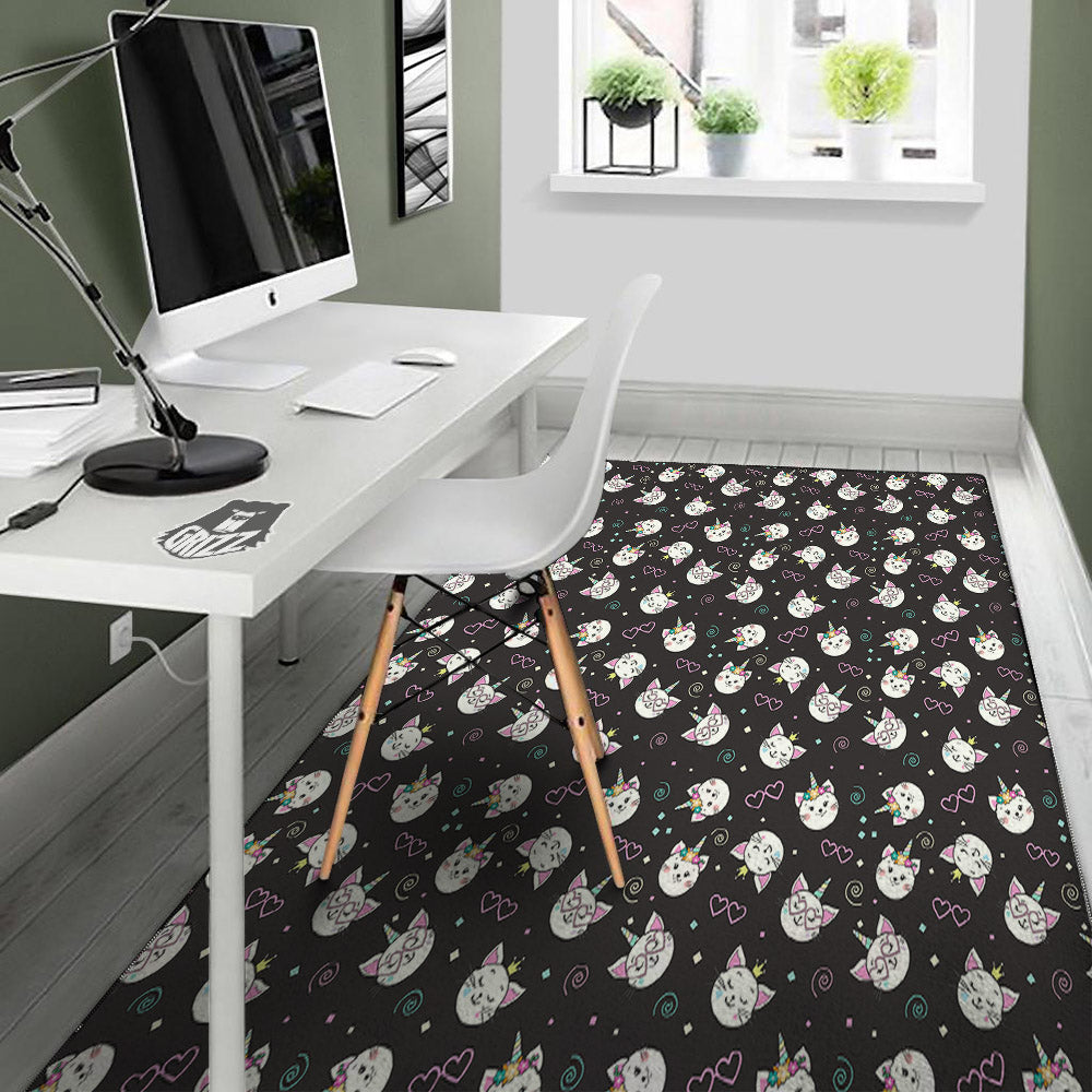 Cat Cute Black Print Pattern Floor Mat-grizzshop