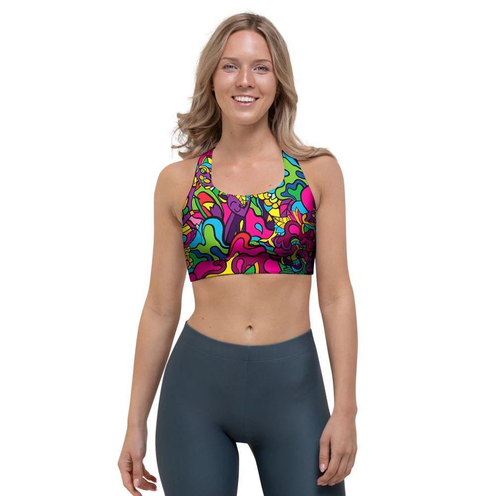 Cat Hippie Psychedelic Sports Bra-grizzshop