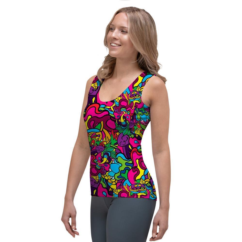 Cat Hippie Psychedelic Women's Tank Top-grizzshop
