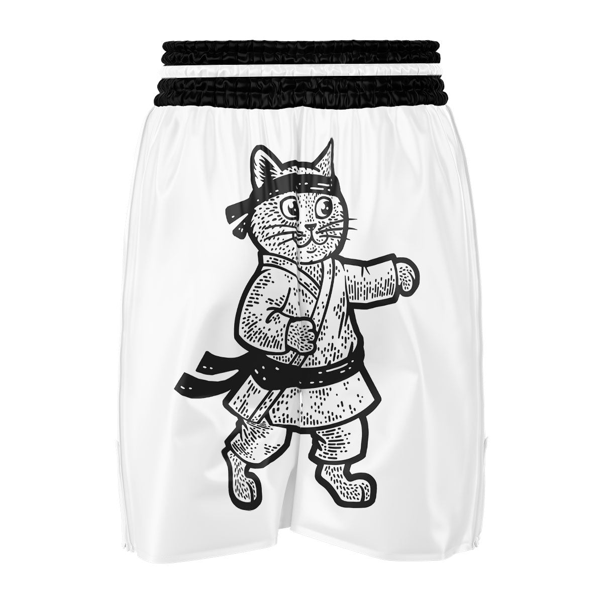 Cat Karate Print Boxing Shorts-grizzshop