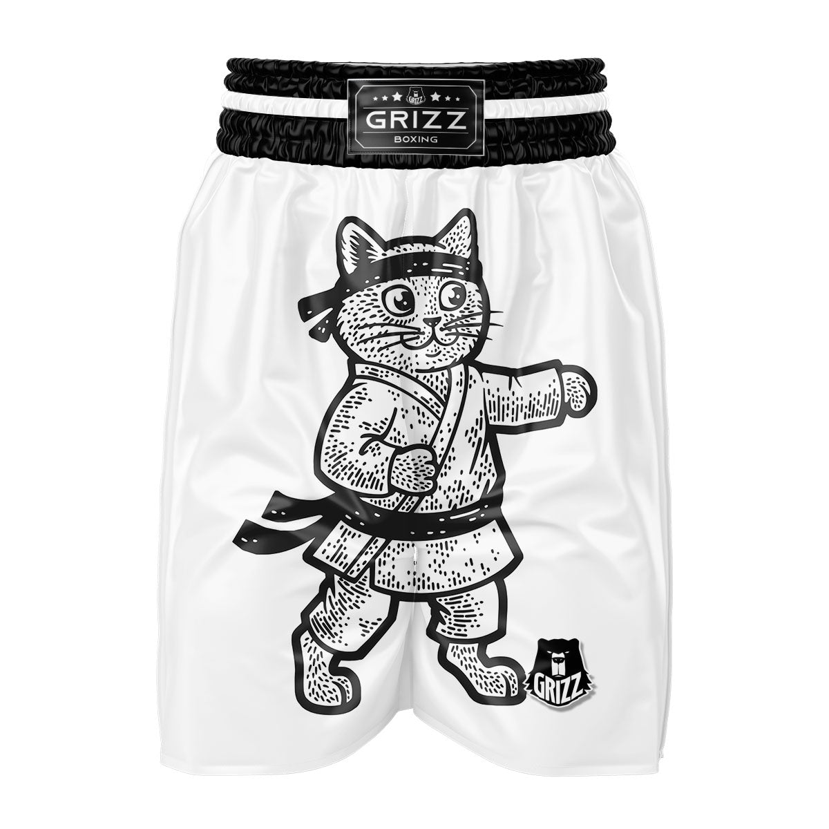 Cat Karate Print Boxing Shorts-grizzshop